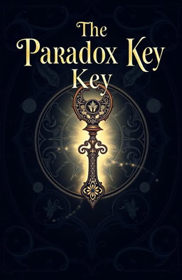 A captivating book cover design for 'The Paradox Key', showcasing an ancient, glowing key at the center