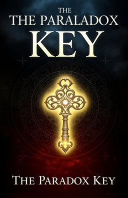 A captivating book cover for 'The Paradox Key' featuring an ancient, intricately designed key at the center, glowing with an ethereal light
