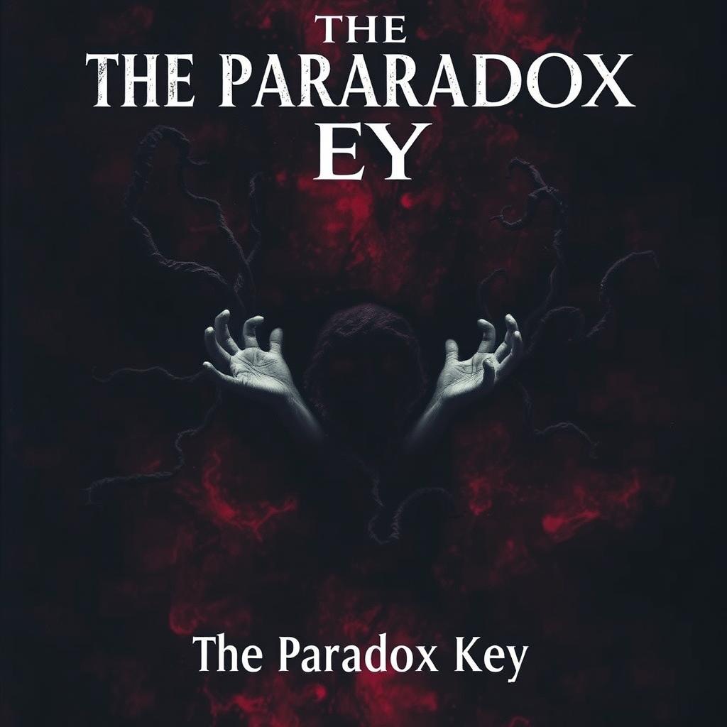 The cover of 'The Paradox Key' features a mesmerizing blend of deep darkness, combining shades of black and dark red to create an oppressive atmosphere