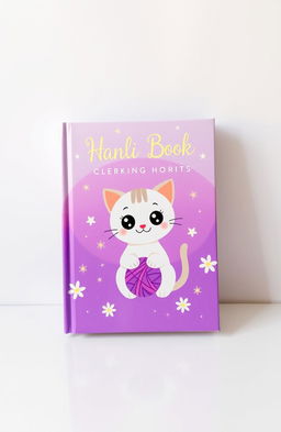 A cute purple book cover design featuring whimsical elements such as stars, clouds, and playful animals