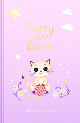 A cute purple book cover design featuring whimsical elements such as stars, clouds, and playful animals
