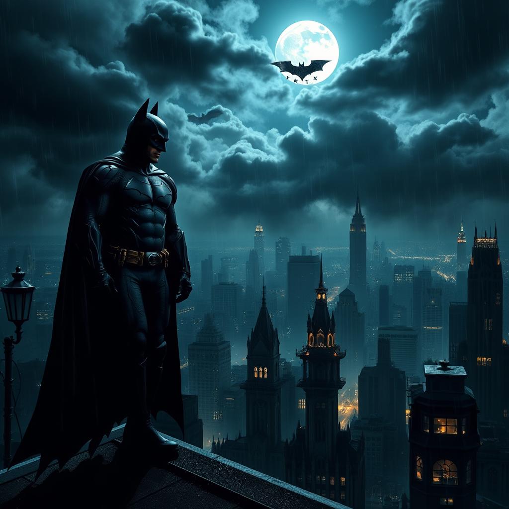 Gotham Awaits: Batman on the Rooftop