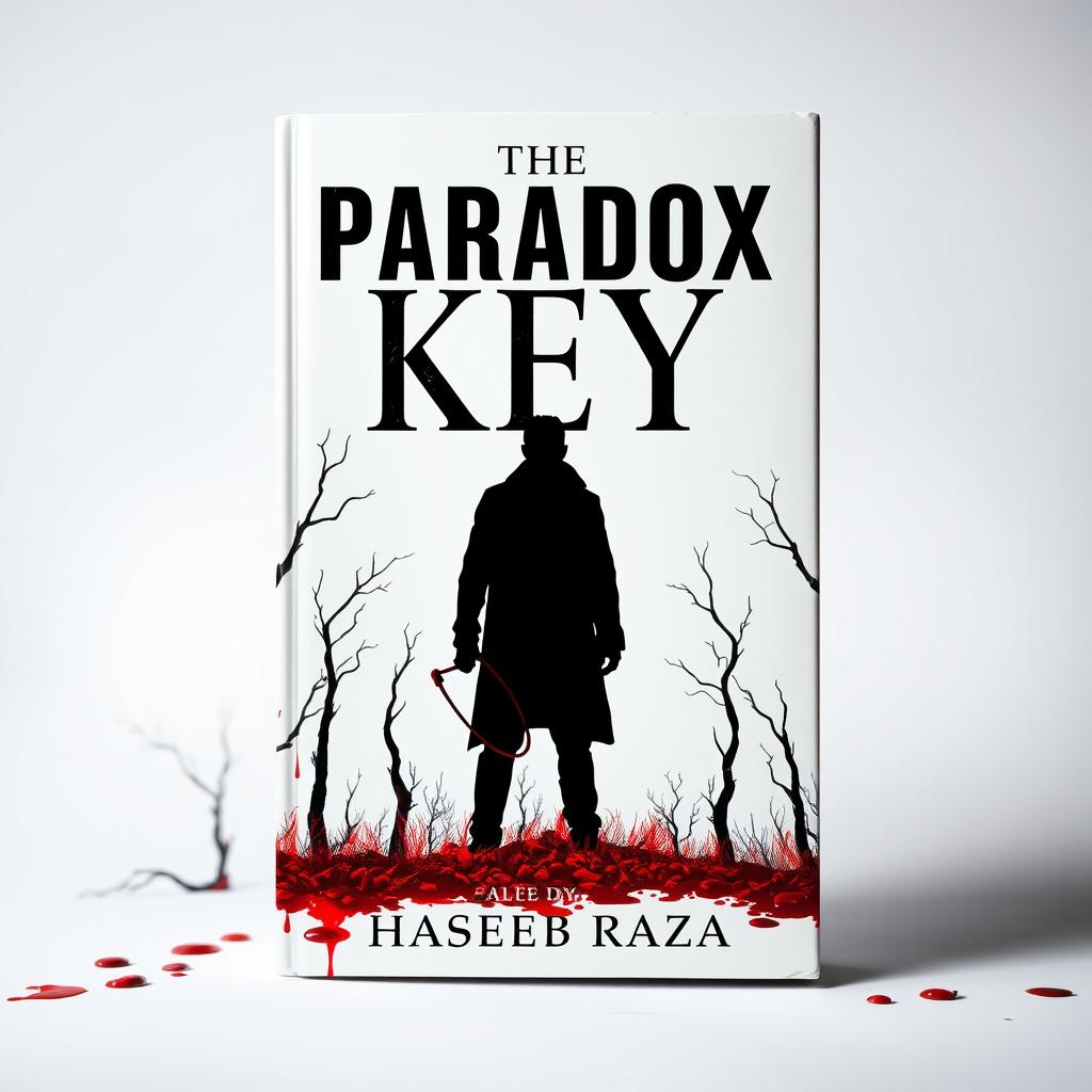 A striking book cover design featuring a stark white background