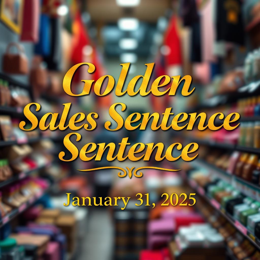A stunning gold text over a captivating background, displaying the phrase 'Golden Sales Sentence' artistically designed