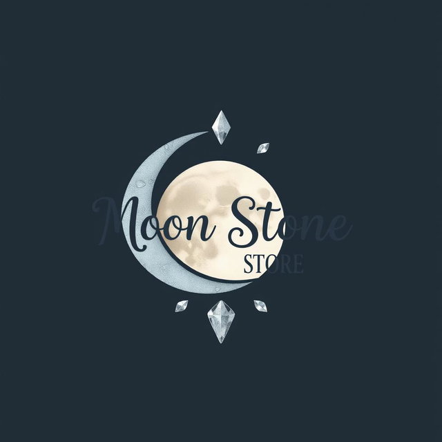 A visually appealing logo design for a handmade shop named 'Moon Stone Store'