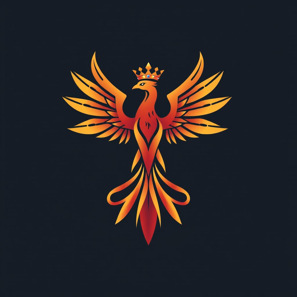A logo designed for a future world government, featuring a majestic phoenix rising with elegant wings spread wide