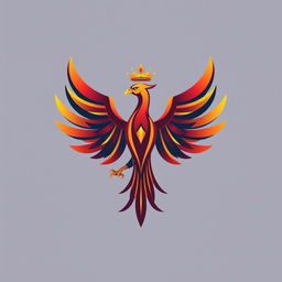 A logo designed for a future world government, featuring a majestic phoenix rising with elegant wings spread wide