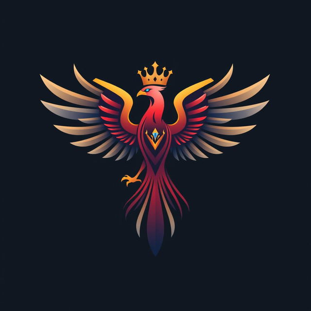 A logo designed for a future world government, featuring a majestic phoenix rising with elegant wings spread wide