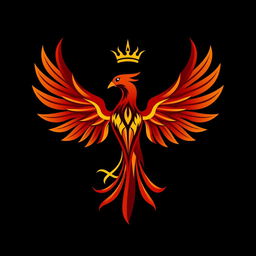 A logo designed specifically for a future world government, featuring a striking phoenix with its wings gracefully spread