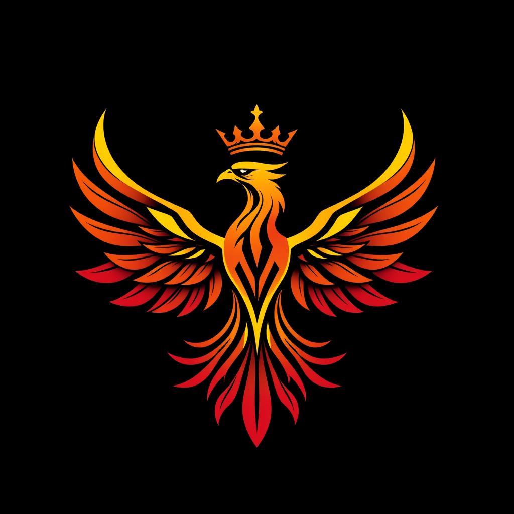 A logo designed specifically for a future world government, featuring a striking phoenix with its wings gracefully spread