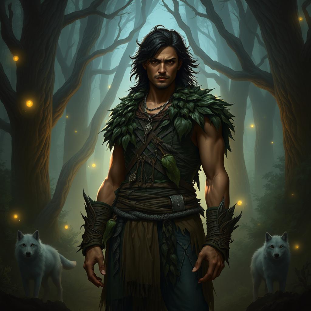 Confident Druid in a Mystical Forest