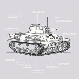 A detailed illustration of a tank with specific features: the engine and transmission located at the rear for better weight distribution and improved off-road capability