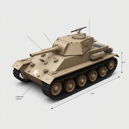 A tank design characterized by the following features: a tracked system with wide tracks for enhanced mobility over various terrains