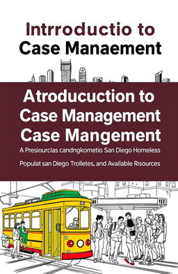 A vibrant cover design for a resource guide titled 'Introduction to Case Management' with the subtitle 'A Resource Guide for Case Management, the San Diego Homeless Population, and Available Resources'
