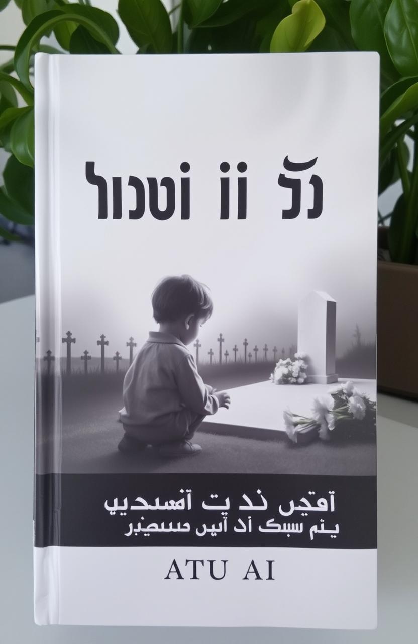 A book cover featuring a poignant scene of a child kneeling in front of their father's grave
