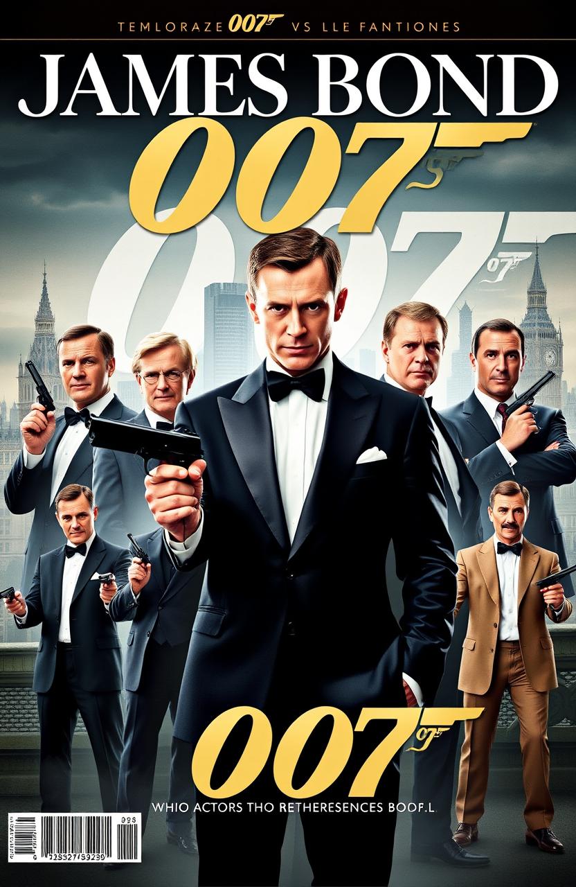 An iconic James Bond 007 magazine cover featuring all actors who portrayed James Bond