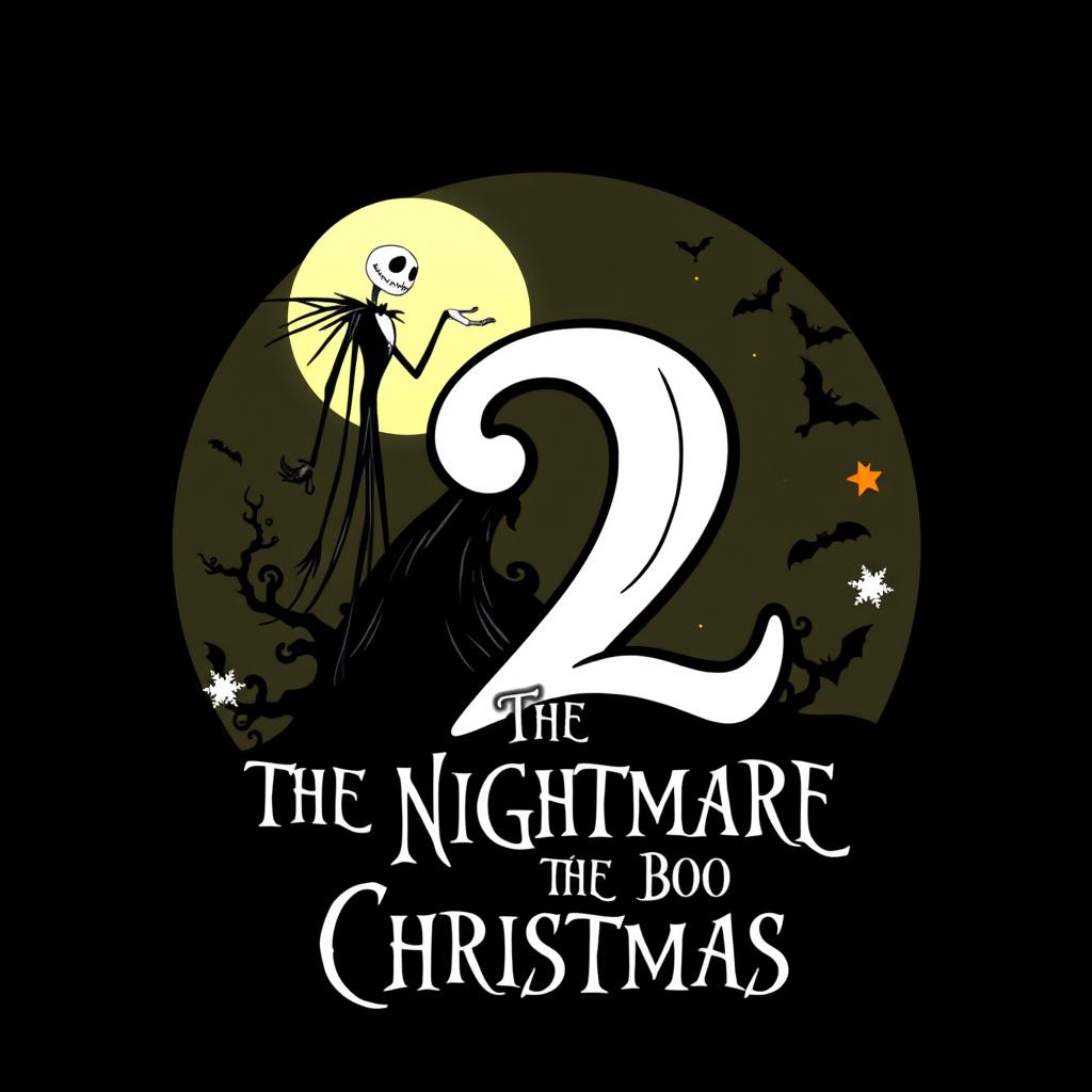 A logo design for the movie "The Nightmare Before Christmas 2" featuring a whimsical and dark theme
