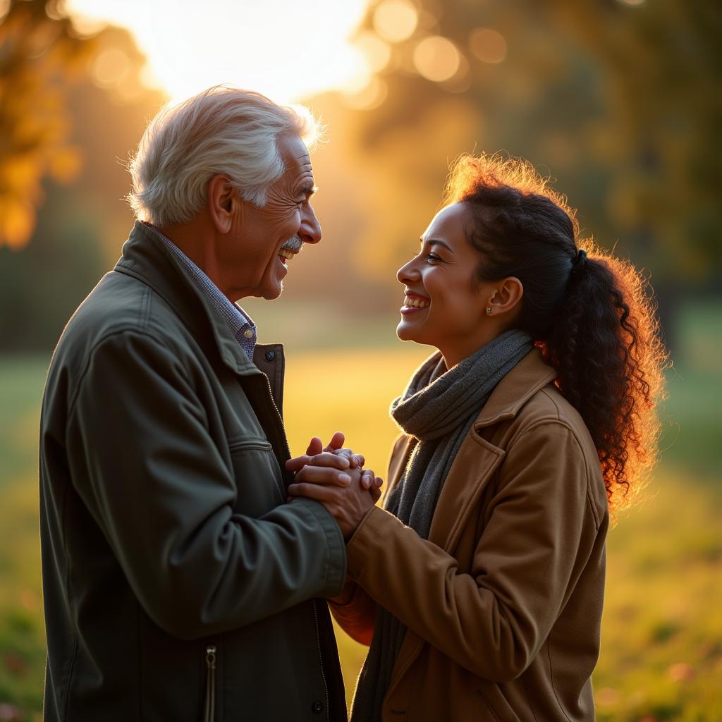 Celebrating Love: An Interracial Relationship in a Golden Hour Park