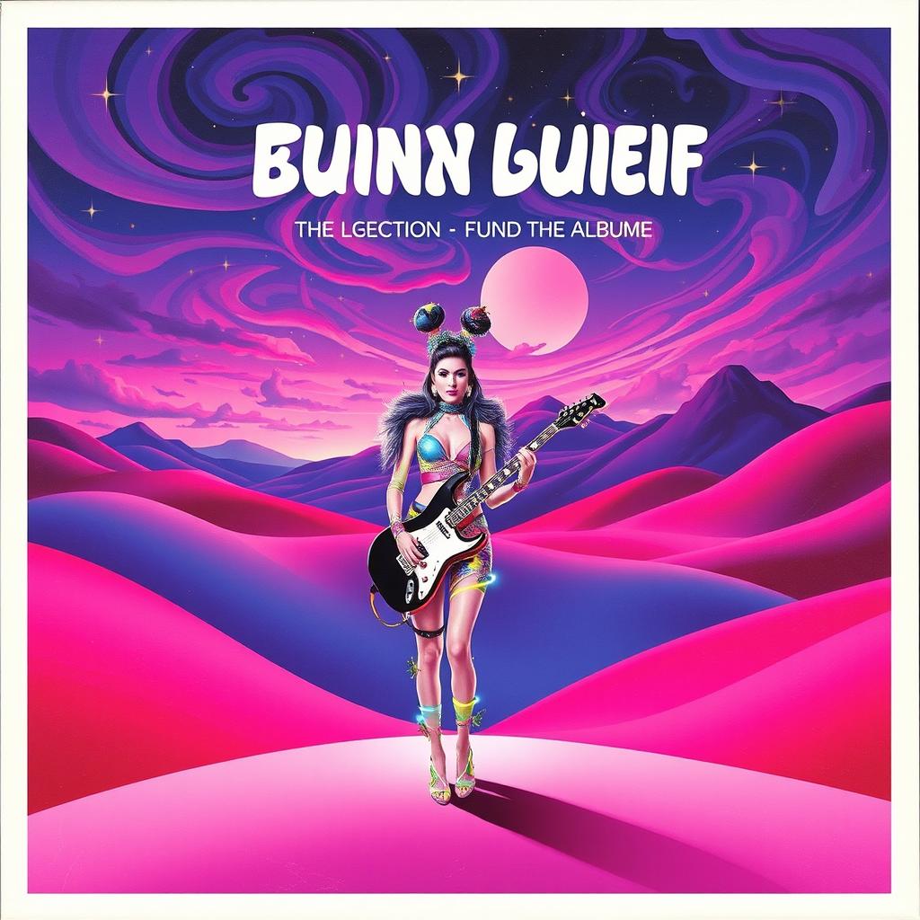 A vibrant and artistic music album cover featuring a surreal blend of abstract shapes and bright colors