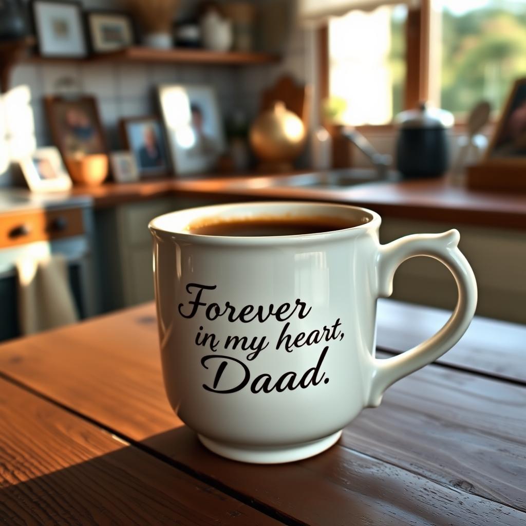 A beautifully crafted ceramic cup filled with warm coffee, sitting on a rustic wooden table