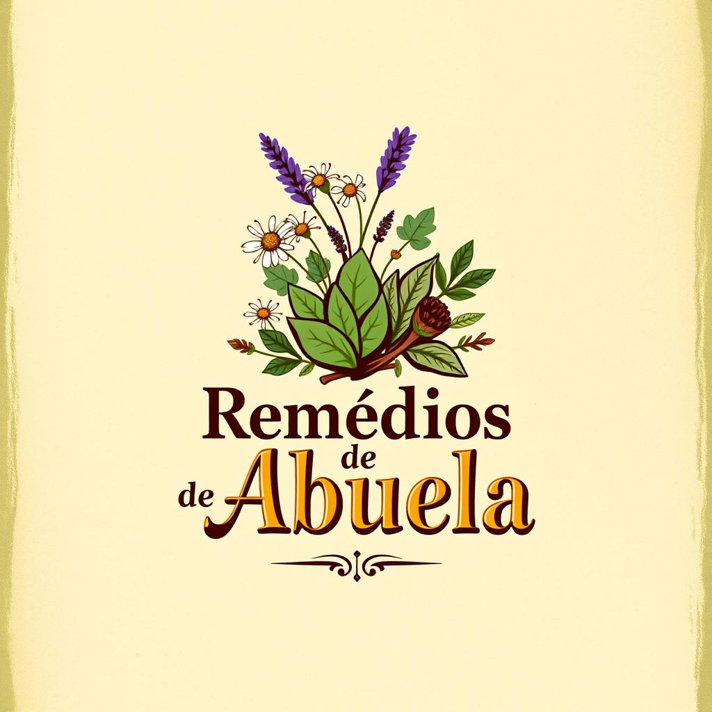 A vertical banner design for 'Remedios de Abuela', showcasing a vintage-inspired logo