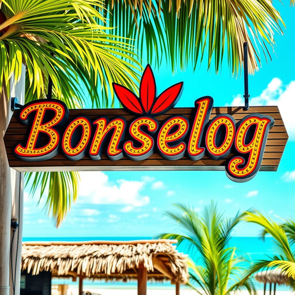A vibrant and inviting restaurant sign for 'Bonselog', featuring traditional Filipino design elements