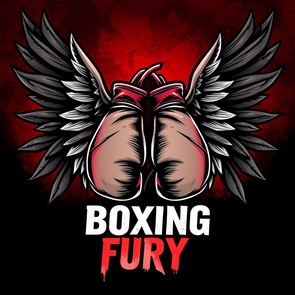 A striking boxing logo featuring a pair of detailed boxing gloves adorned with elegant ties