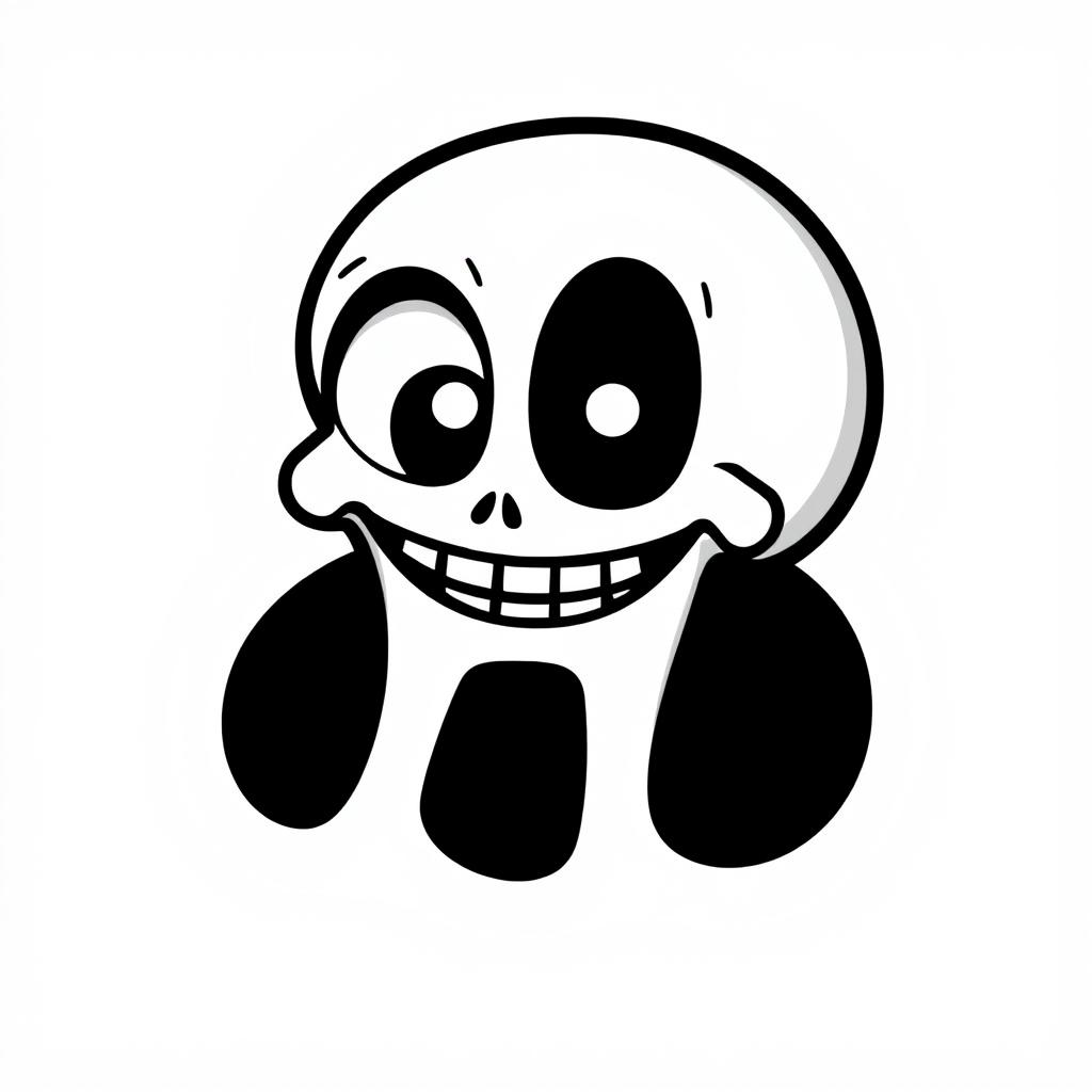 A simple, 2D cartoon-style skull logo featuring clean lines and a playful design