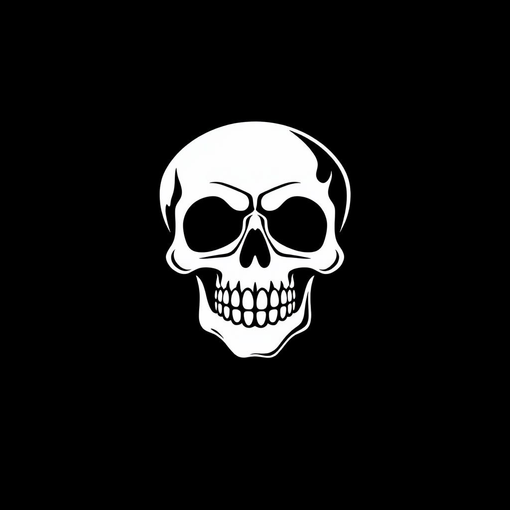 A skull logo designed in a vector style, featuring a cartoon aesthetic