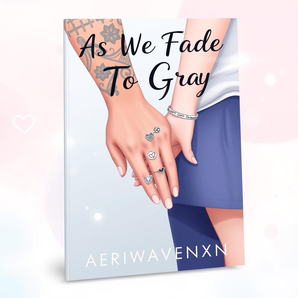 A contemporary romance book cover featuring an illustration of a bad boy with a tattooed hand gently holding a girl's hand