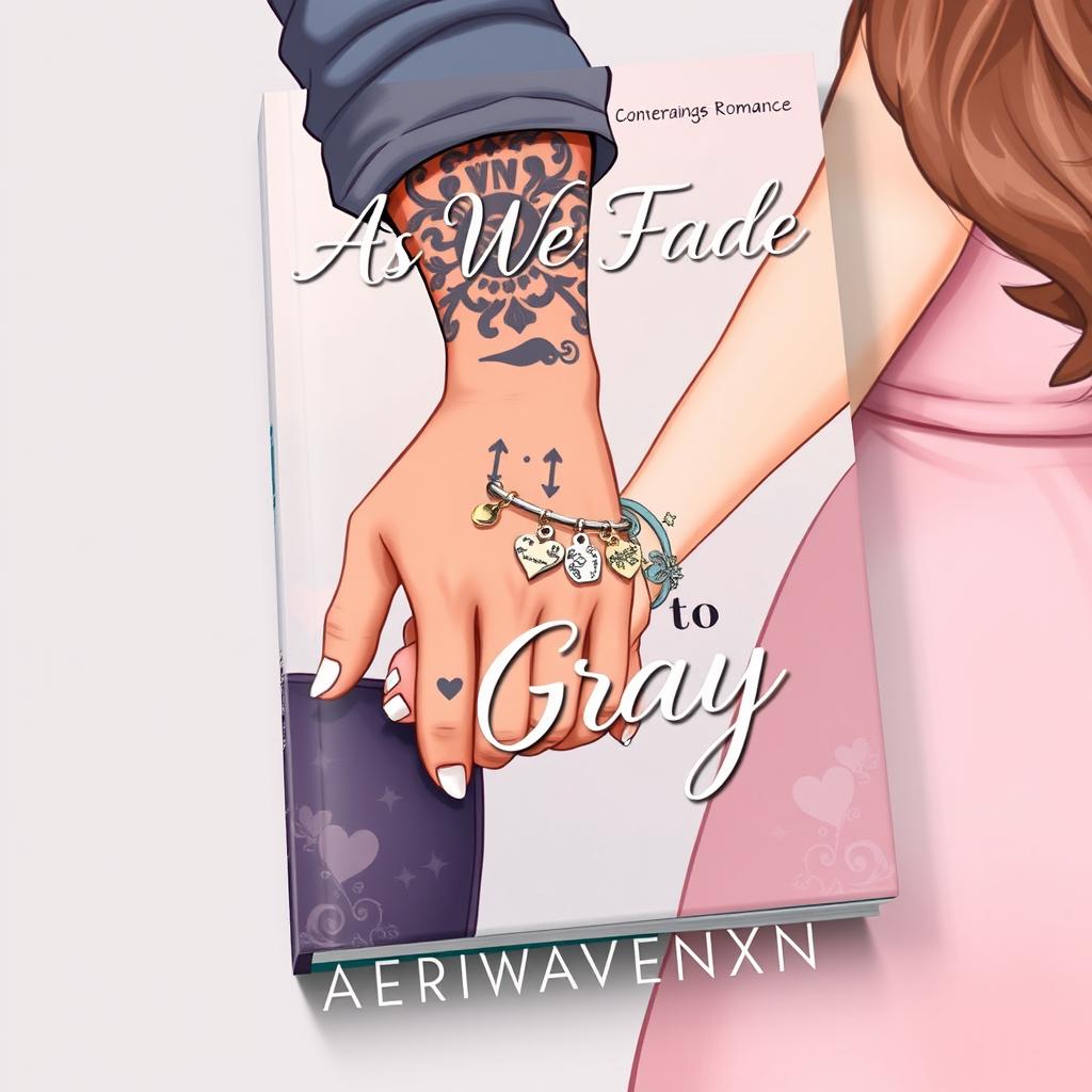 A contemporary romance book cover featuring an illustration of a bad boy with a tattooed hand gently holding a girl's hand
