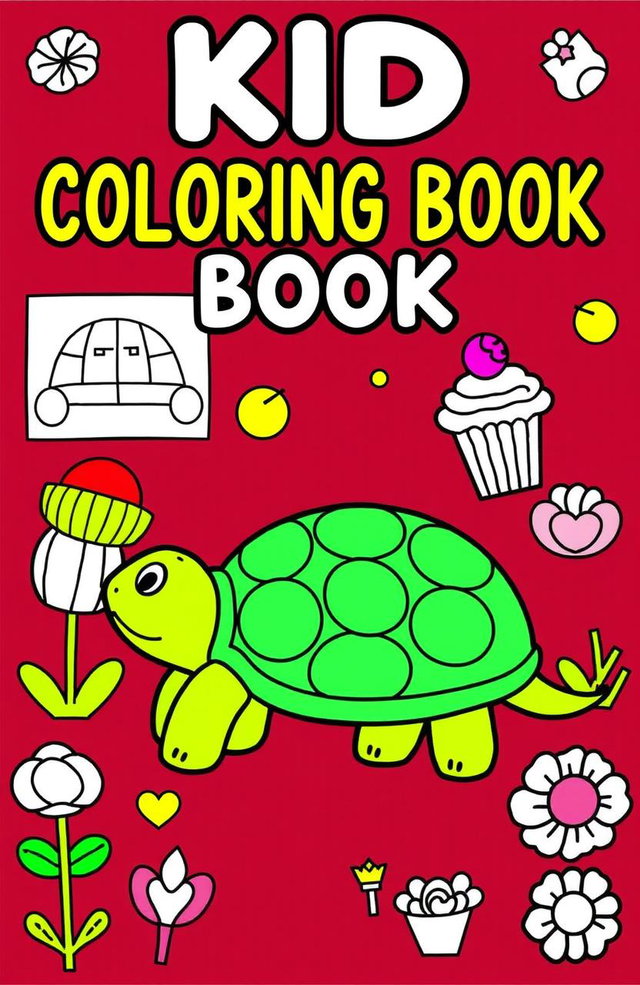 A imaginative coloring book for kids, featuring pages with half-drawn objects like a tortoise, cupcake, and car, designed to stimulate creative thinking and artistic skills