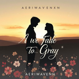A stunning contemporary romance illustrated graphic art book cover for 'As We Fade To Gray' by AERIWAVENXN