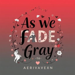 A stunning contemporary romance illustrated graphic art typography book cover for 'As We Fade To Gray' by AERIWAVENXN