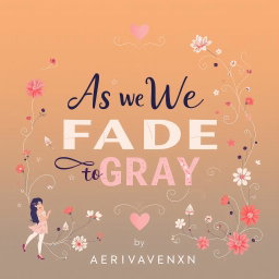 A stunning contemporary romance illustrated graphic art typography book cover for 'As We Fade To Gray' by AERIWAVENXN