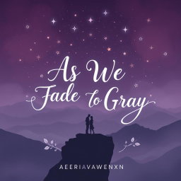 A stunning contemporary YA atmospheric romance illustrated graphic art typography book cover for 'As We Fade To Gray' by AERIWAVENXN
