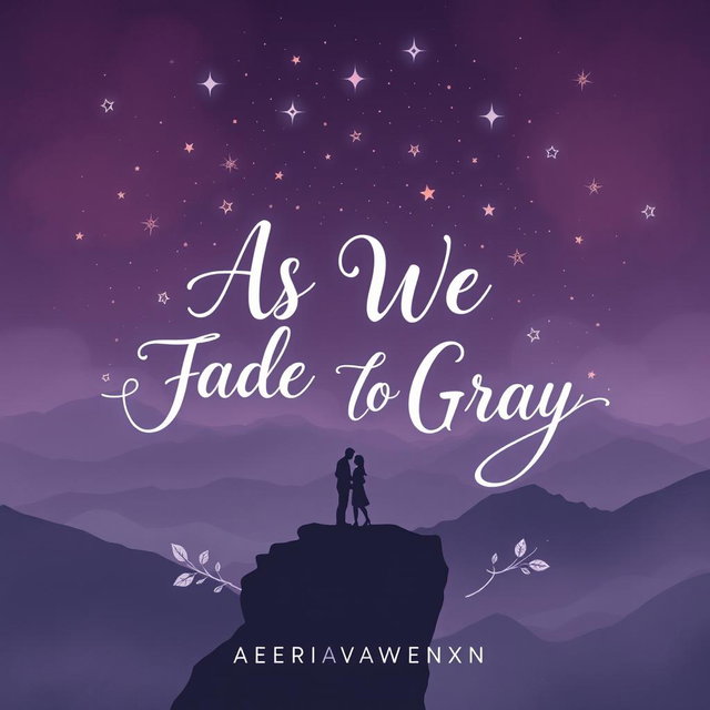 A stunning contemporary YA atmospheric romance illustrated graphic art typography book cover for 'As We Fade To Gray' by AERIWAVENXN