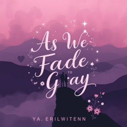 A stunning contemporary YA atmospheric romance illustrated graphic art typography book cover for 'As We Fade To Gray' by AERIWAVENXN