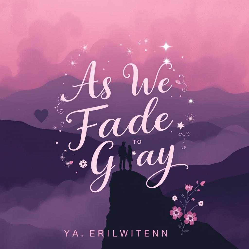A stunning contemporary YA atmospheric romance illustrated graphic art typography book cover for 'As We Fade To Gray' by AERIWAVENXN