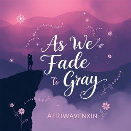 A stunning contemporary YA atmospheric romance illustrated graphic art typography book cover for 'As We Fade To Gray' by AERIWAVENXN