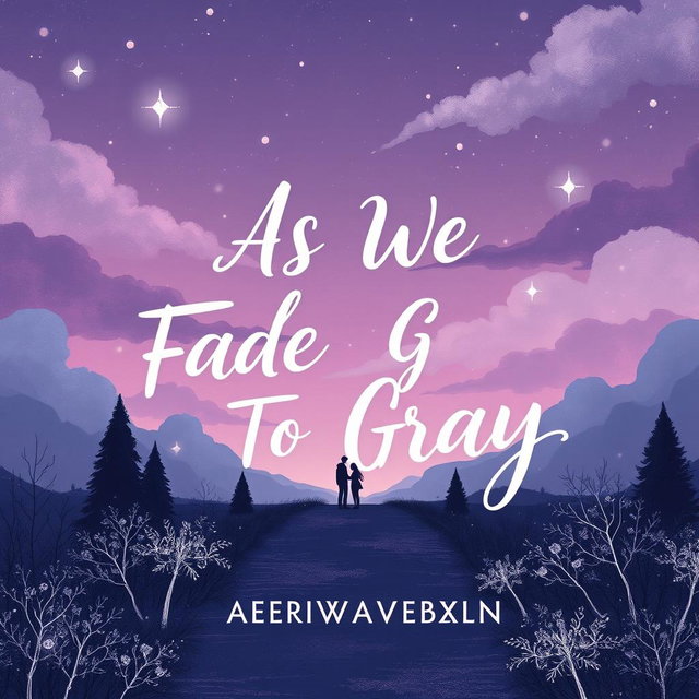 A stunning contemporary YA atmospheric romance illustrated graphic art typography book cover for 'As We Fade To Gray' by AERIWAVENXN