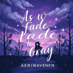 A stunning contemporary YA atmospheric romance illustrated graphic art typography book cover for 'As We Fade To Gray' by AERIWAVENXN