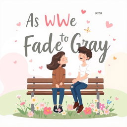 A cute contemporary YA romance graphic art typography book cover for 'As We Fade To Gray' by AERIWAVENXN