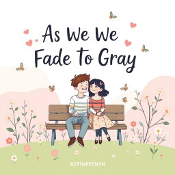 A cute contemporary YA romance graphic art typography book cover for 'As We Fade To Gray' by AERIWAVENXN