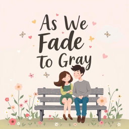 A cute contemporary YA romance graphic art typography book cover for 'As We Fade To Gray' by AERIWAVENXN
