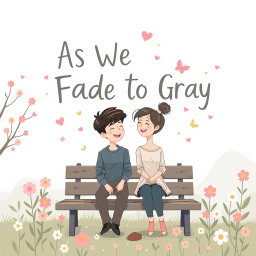 A cute contemporary YA romance graphic art typography book cover for 'As We Fade To Gray' by AERIWAVENXN