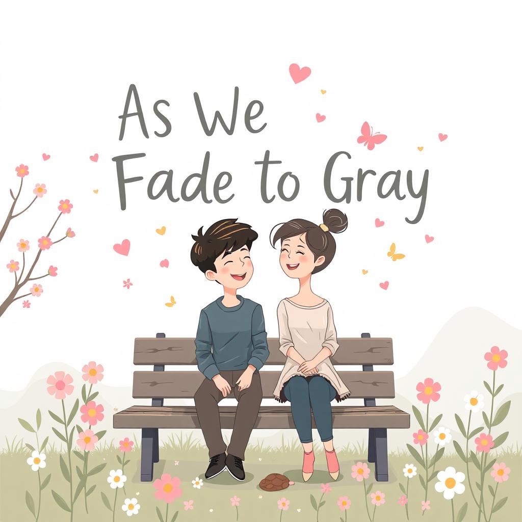 A cute contemporary YA romance graphic art typography book cover for 'As We Fade To Gray' by AERIWAVENXN