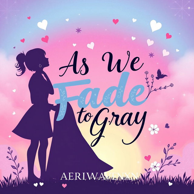 A stunning creative contemporary YA romance graphic art typography book cover for 'As We Fade To Gray' by AERIWAVENXN