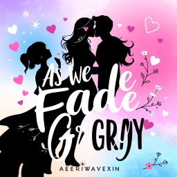 A stunning creative contemporary YA romance graphic art typography book cover for 'As We Fade To Gray' by AERIWAVENXN