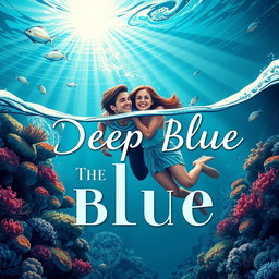 A stunning contemporary YA romance graphic art book cover for 'The Deep Blue'